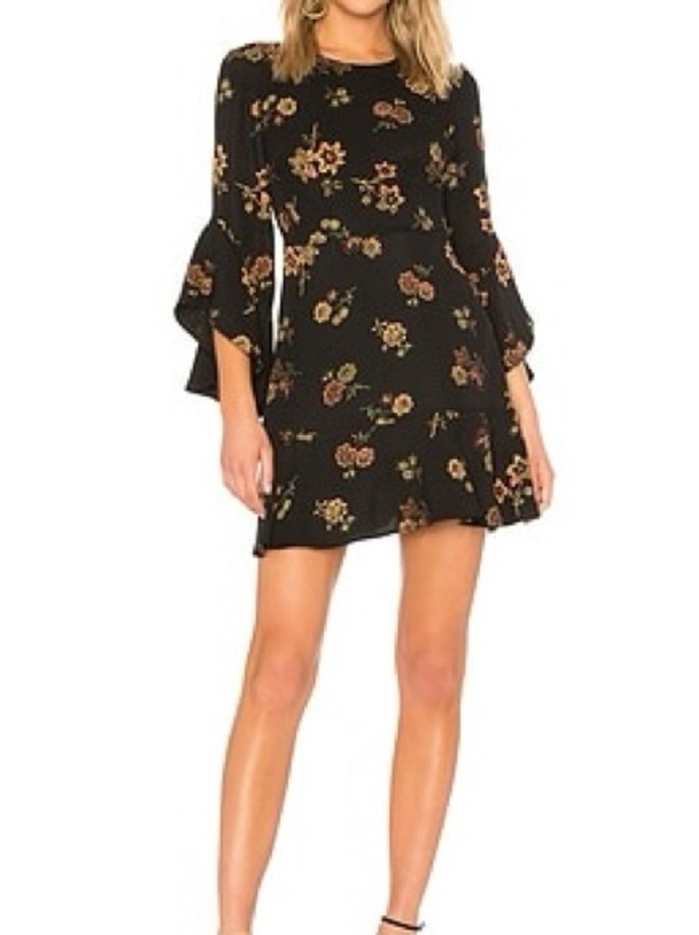 ALC Black 100% Silk Floral Dress Size: 6